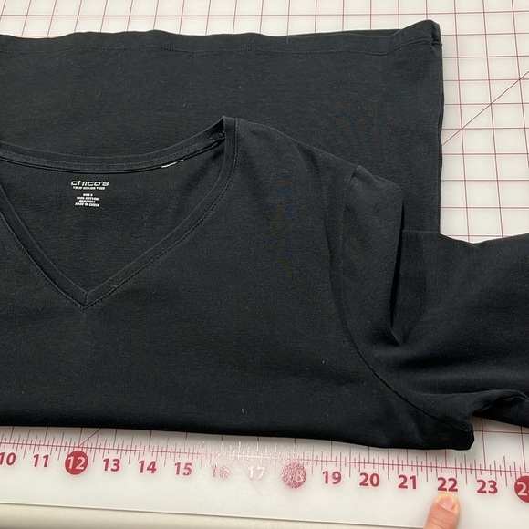 CHICO'S Set of 2 V-Neck 3/4 SLV Cotton Black and Bright Blue Pullover Tops SZ XL - Picture 8 of 16